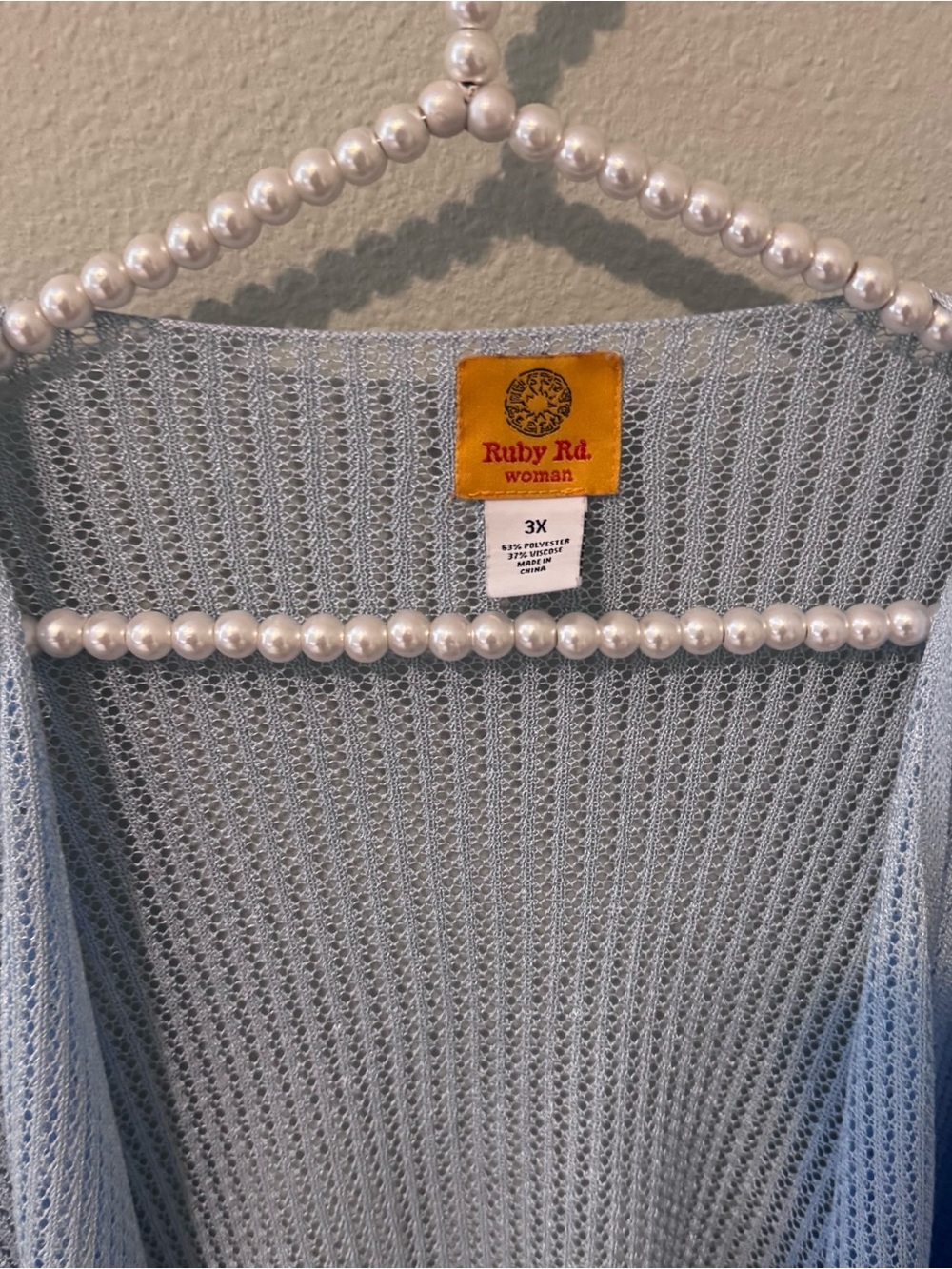 Ruby Rd. Light Blue Open Knit Cardigan - Picture 2 of 4